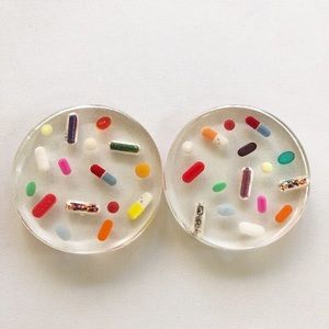 Set of 4 Colorful Pill Coasters